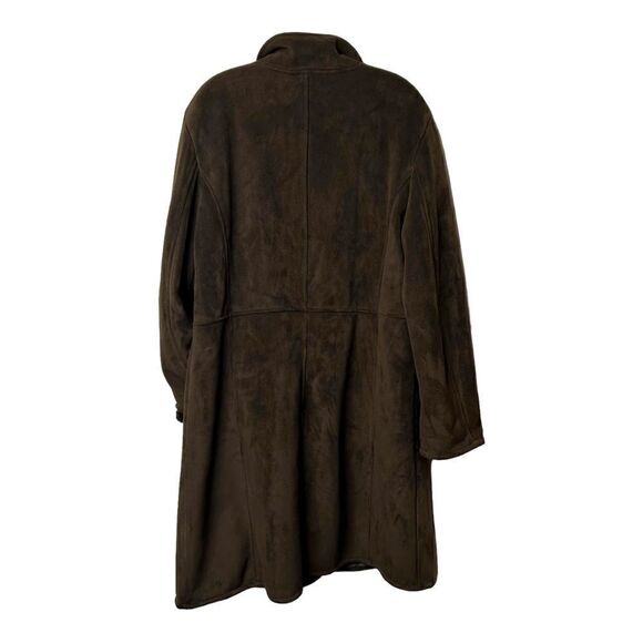 DANA BUCHMAN Chocolate Brown Coat Fur Trim Jacket Knee Length Buttons Womens - Picture 3 of 9